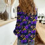 Melbourne Storm Women Casual Shirt Tropical Hibiscus Floral Seamless Rugby Mascot