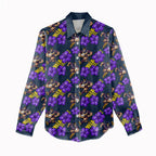 Melbourne Storm Women Casual Shirt Tropical Hibiscus Floral Seamless Rugby Mascot