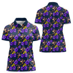 Melbourne Storm Women Polo Shirt Tropical Hibiscus Floral Seamless Rugby Mascot