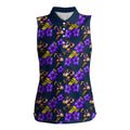 Melbourne Storm Women Sleeveless Polo Shirt Tropical Hibiscus Floral Seamless Rugby Mascot