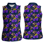 Melbourne Storm Women Sleeveless Polo Shirt Tropical Hibiscus Floral Seamless Rugby Mascot