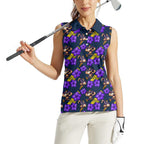 Melbourne Storm Women Sleeveless Polo Shirt Tropical Hibiscus Floral Seamless Rugby Mascot