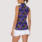 Melbourne Storm Women Sleeveless Polo Shirt Tropical Hibiscus Floral Seamless Rugby Mascot