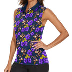 Melbourne Storm Women Sleeveless Polo Shirt Tropical Hibiscus Floral Seamless Rugby Mascot