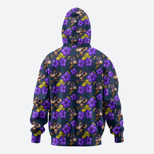Melbourne Storm Zip Hoodie Tropical Hibiscus Floral Seamless Rugby Mascot
