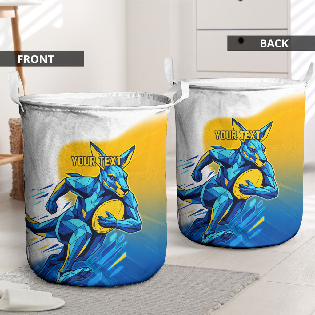 Personalised Australian Oztag Kangaroo Mascot Laundry Basket Try Tag Triumph Australia Abstract Geometric
