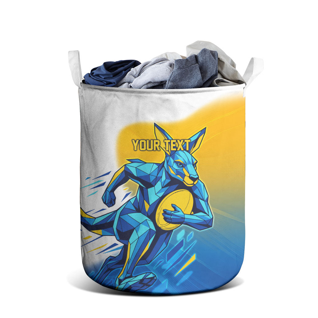 Personalised Australian Oztag Kangaroo Mascot Laundry Basket Try Tag Triumph Australia Abstract Geometric