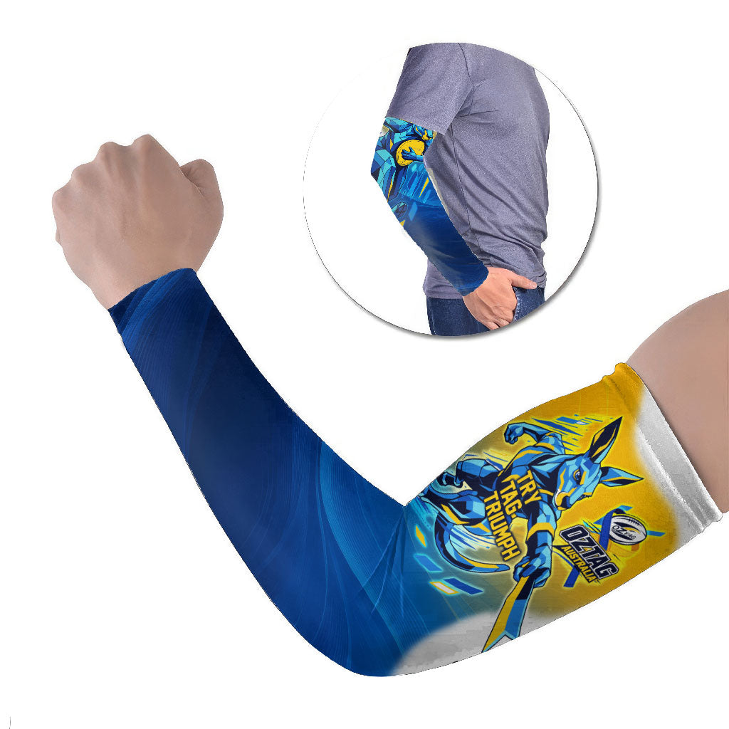Personalised Australian Oztag Kangaroo Mascot Arm Sleeves Try Tag Triumph Australia Abstract Geometric