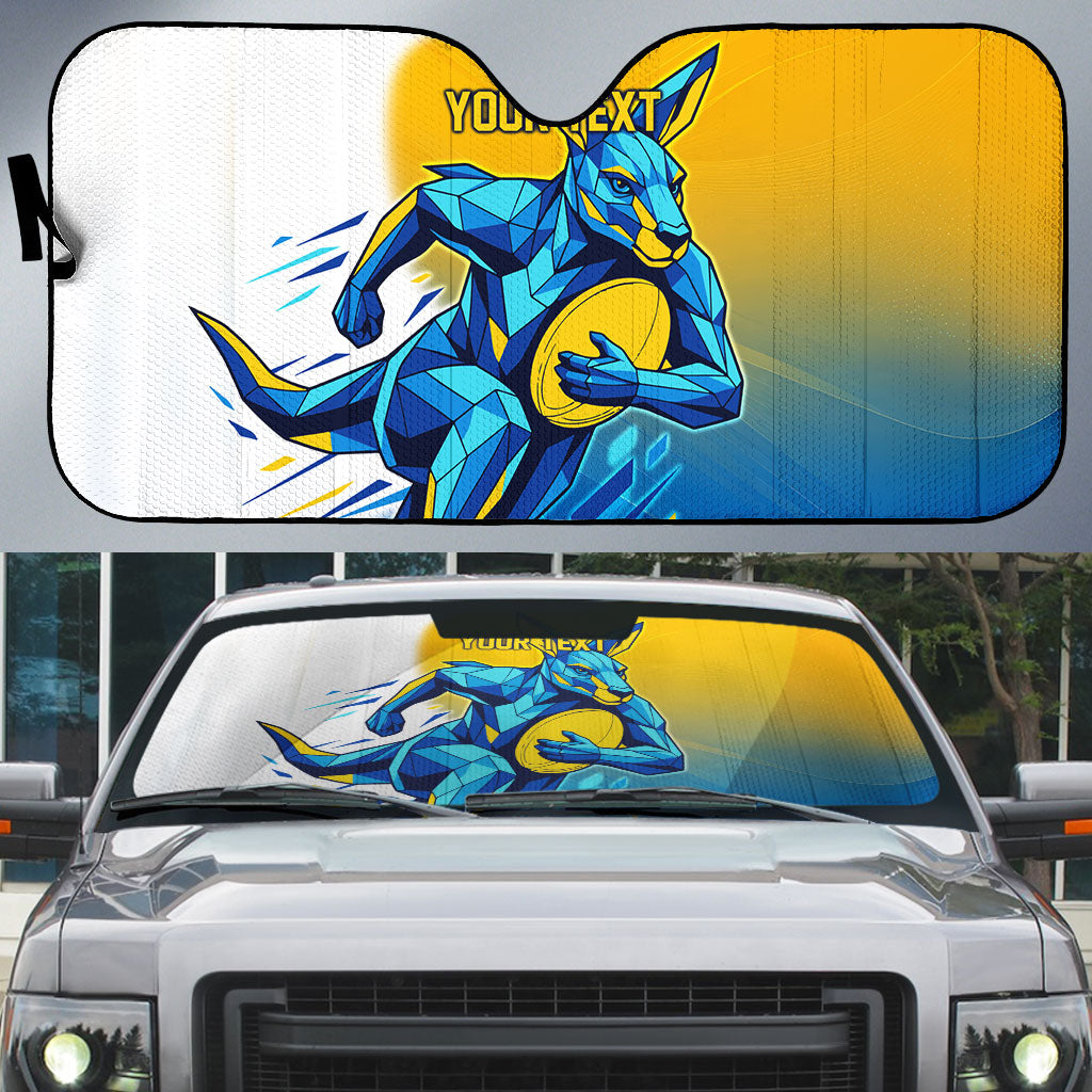 Personalised Australian Oztag Kangaroo Mascot Auto Sun Shade Try Tag Triumph Australia Abstract Geometric
