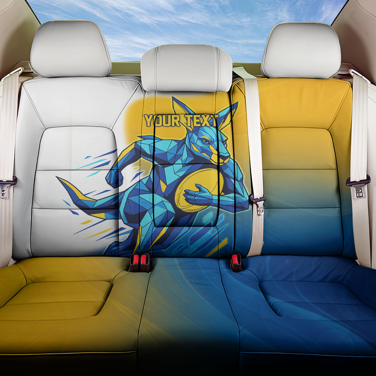Personalised Australian Oztag Kangaroo Mascot Back Car Seat Cover Try Tag Triumph Australia Abstract Geometric