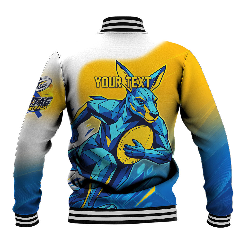 Personalised Australian Oztag Kangaroo Mascot Baseball Jacket Try Tag Triumph Australia Abstract Geometric