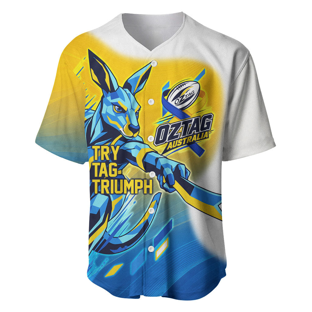 Personalised Australian Oztag Kangaroo Mascot Baseball Jersey Try Tag Triumph Australia Abstract Geometric