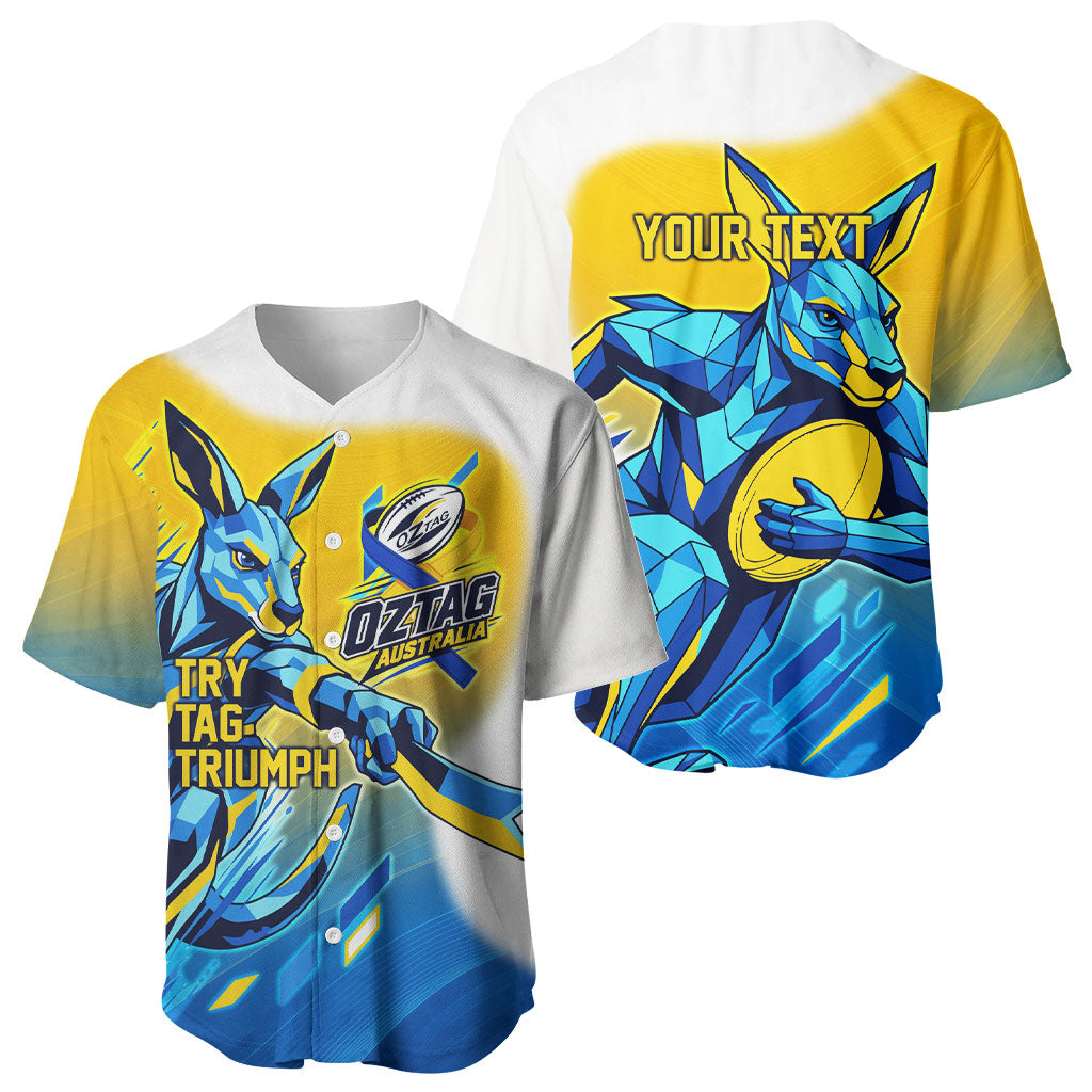 Personalised Australian Oztag Kangaroo Mascot Baseball Jersey Try Tag Triumph Australia Abstract Geometric