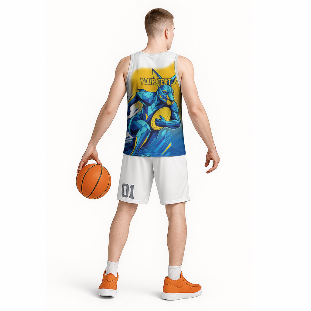 Personalised Australian Oztag Kangaroo Mascot Basketball Jersey Try Tag Triumph Australia Abstract Geometric