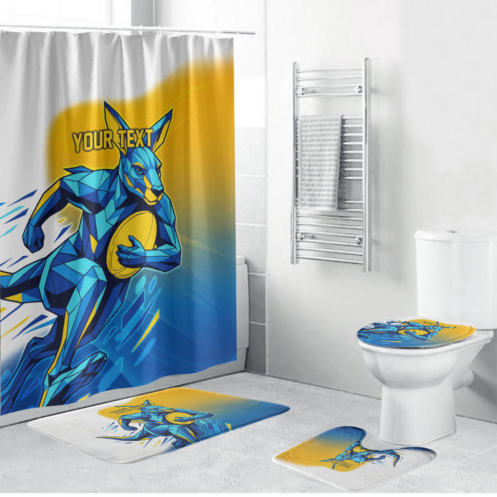 Personalised Australian Oztag Kangaroo Mascot Bathroom Set Try Tag Triumph Australia Abstract Geometric