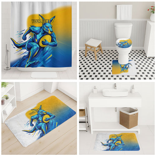Personalised Australian Oztag Kangaroo Mascot Bathroom Set Try Tag Triumph Australia Abstract Geometric