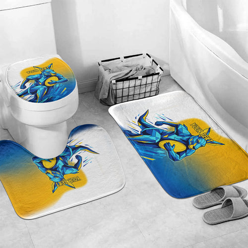 Personalised Australian Oztag Kangaroo Mascot Bathroom Set Try Tag Triumph Australia Abstract Geometric