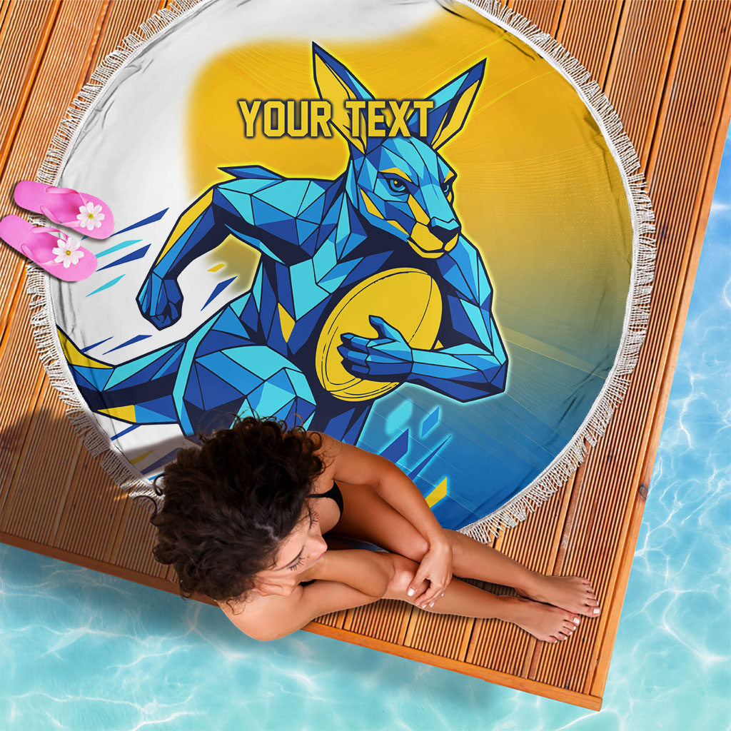 Personalised Australian Oztag Kangaroo Mascot Beach Blanket Try Tag Triumph Australia Abstract Geometric