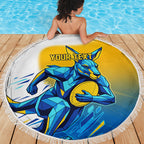 Personalised Australian Oztag Kangaroo Mascot Beach Blanket Try Tag Triumph Australia Abstract Geometric