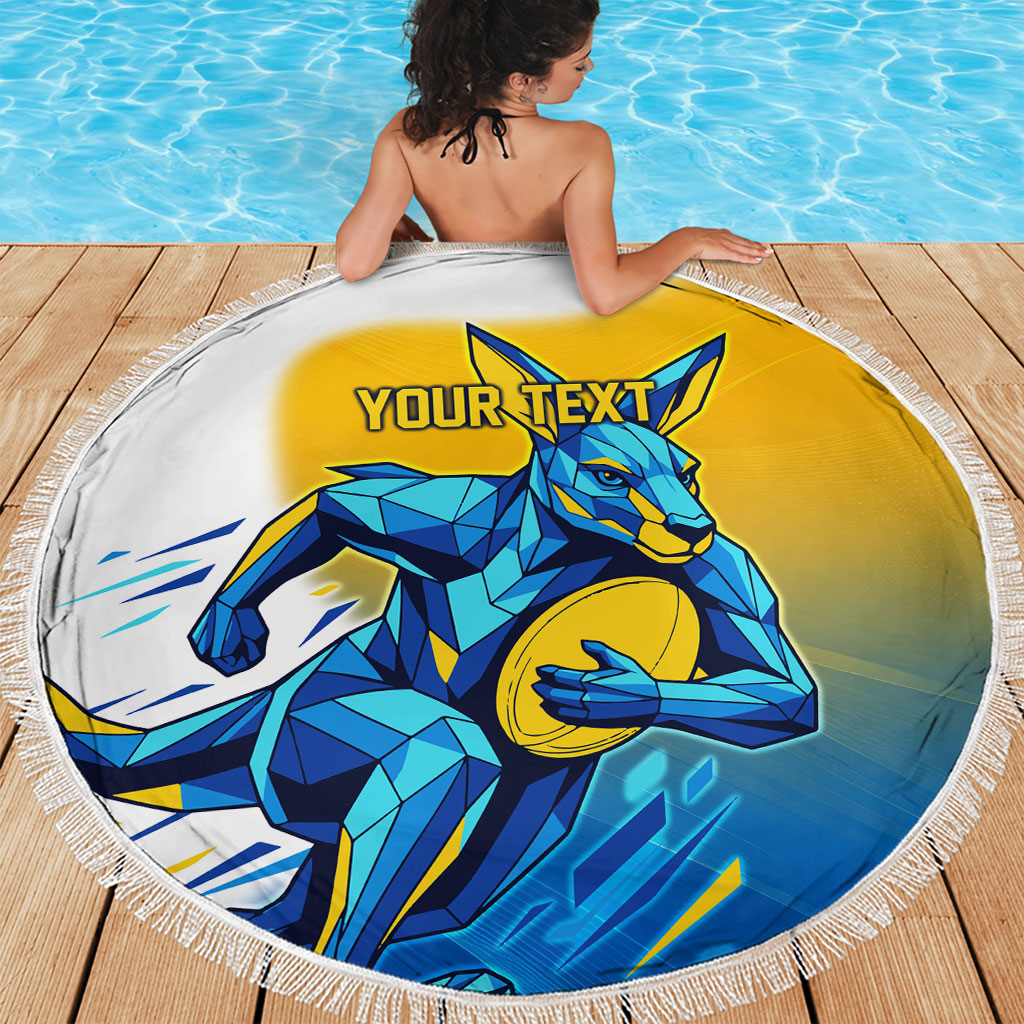 Personalised Australian Oztag Kangaroo Mascot Beach Blanket Try Tag Triumph Australia Abstract Geometric