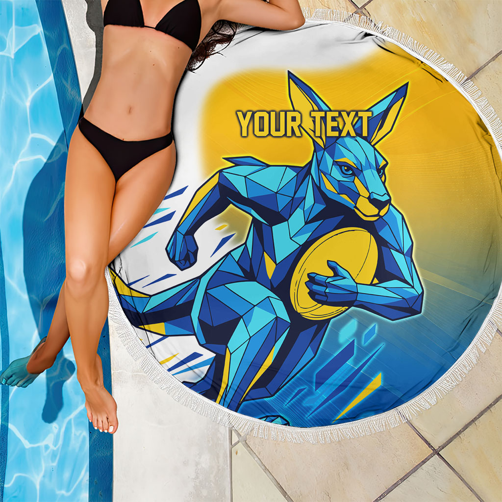 Personalised Australian Oztag Kangaroo Mascot Beach Blanket Try Tag Triumph Australia Abstract Geometric
