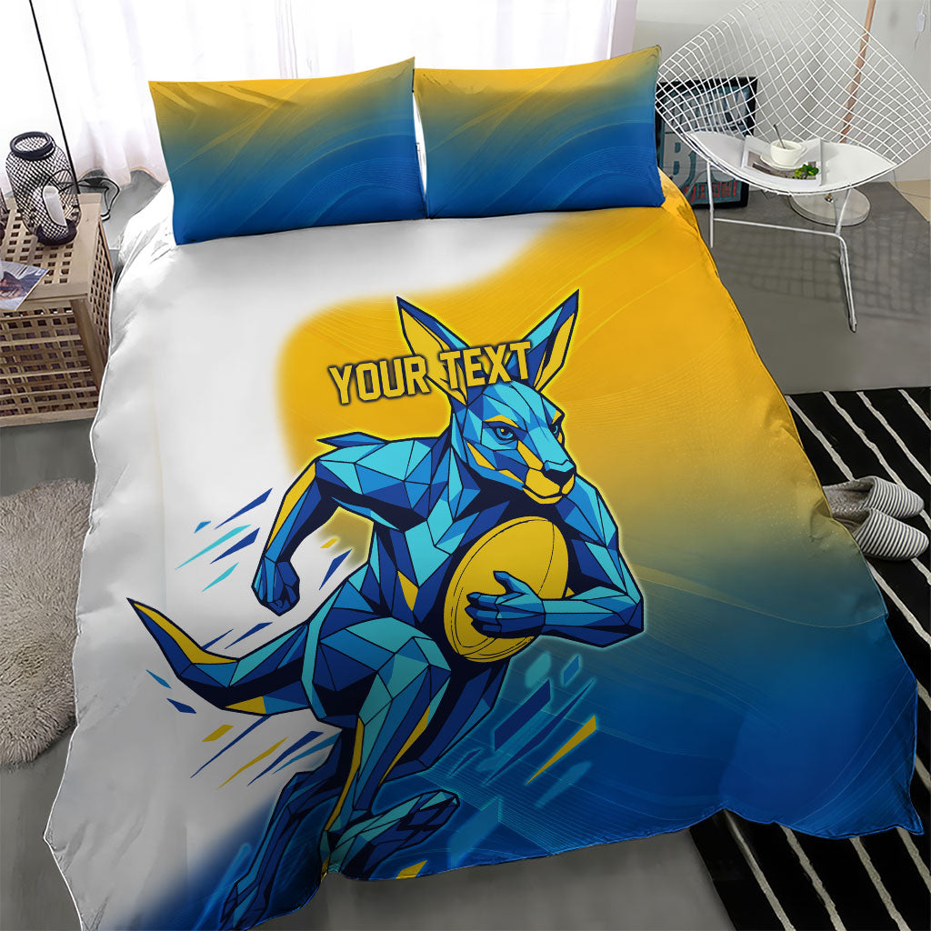 Personalised Australian Oztag Kangaroo Mascot Bedding Set Try Tag Triumph Australia Abstract Geometric