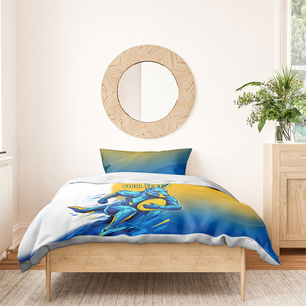 Personalised Australian Oztag Kangaroo Mascot Bedding Set Try Tag Triumph Australia Abstract Geometric