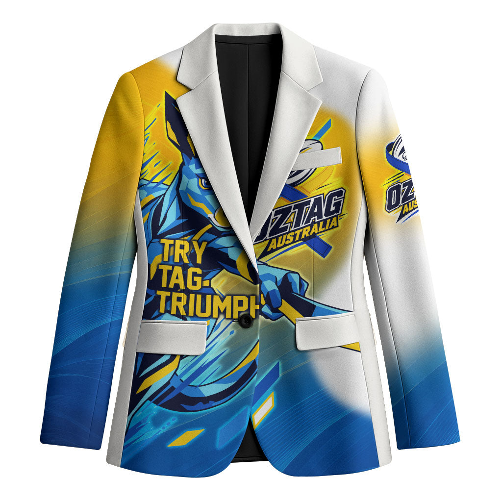 Personalised Australian Oztag Kangaroo Mascot Blazer Try Tag Triumph Australia Abstract Geometric