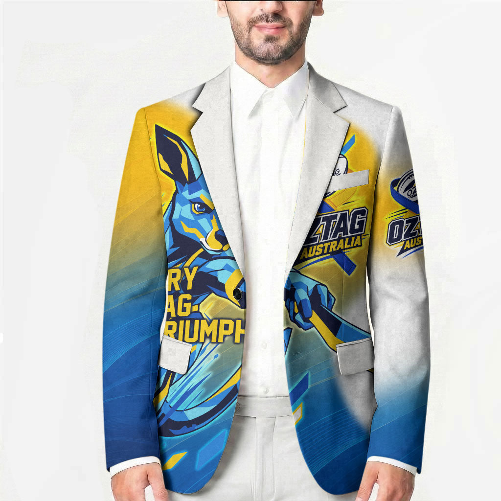 Personalised Australian Oztag Kangaroo Mascot Blazer Try Tag Triumph Australia Abstract Geometric