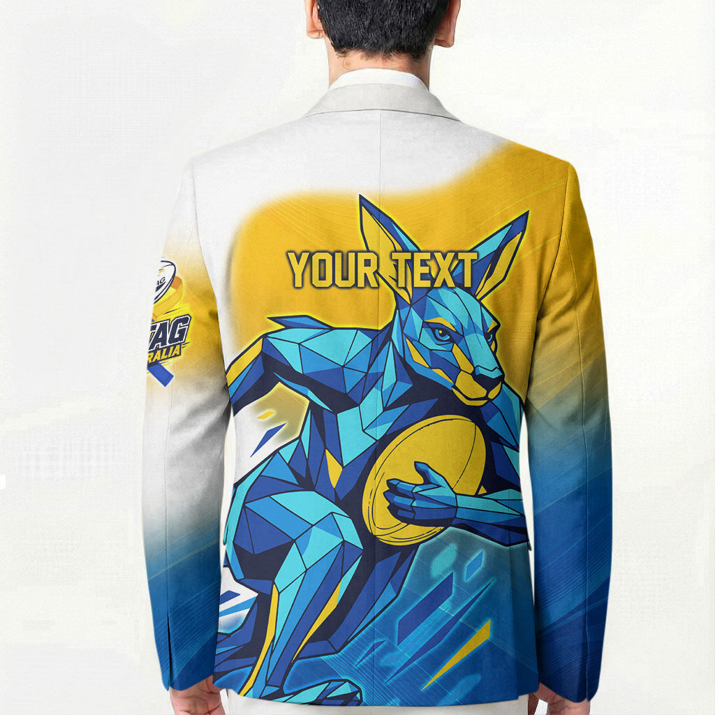 Personalised Australian Oztag Kangaroo Mascot Blazer Try Tag Triumph Australia Abstract Geometric