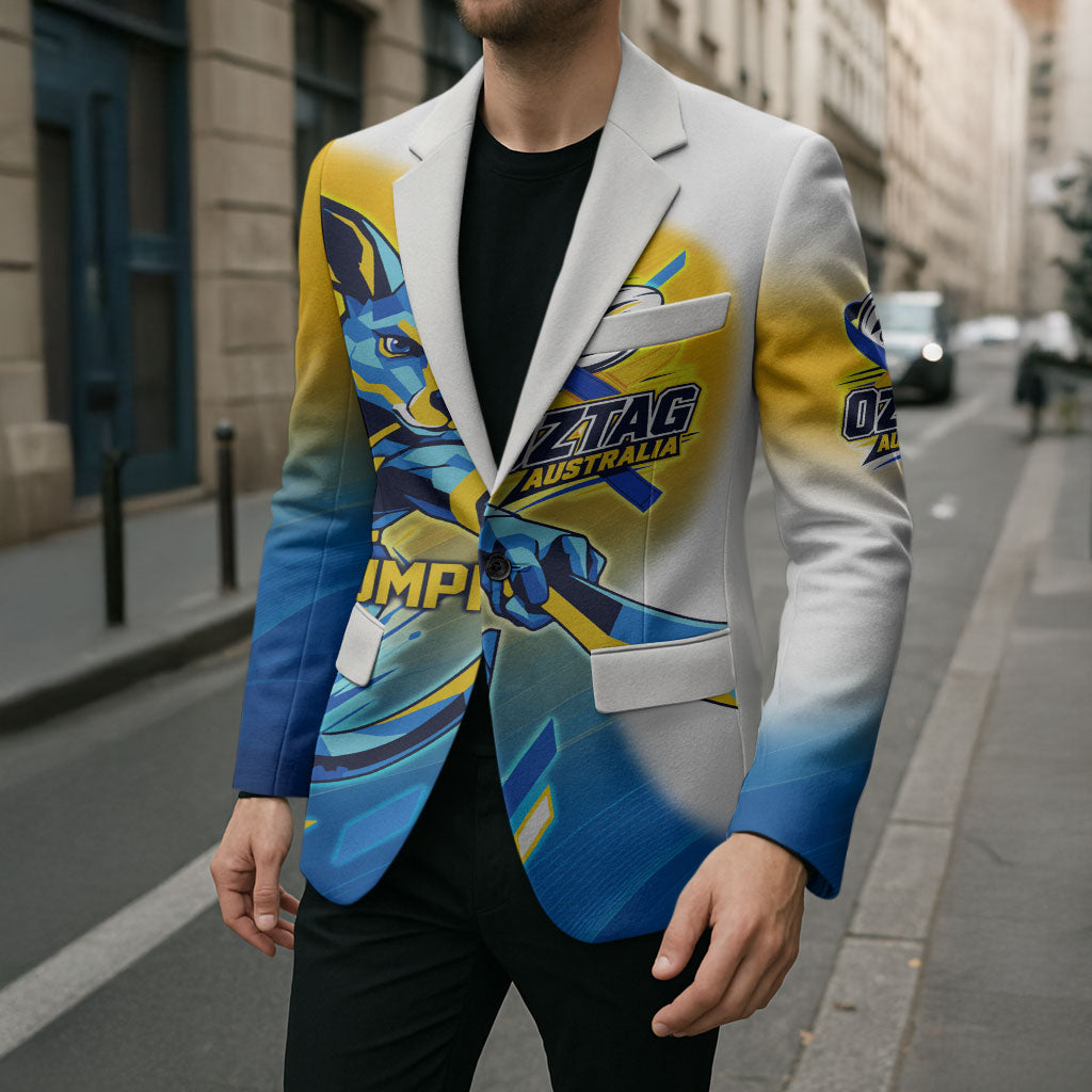 Personalised Australian Oztag Kangaroo Mascot Blazer Try Tag Triumph Australia Abstract Geometric