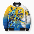 Personalised Australian Oztag Kangaroo Mascot Bomber Puffer Jacket Try Tag Triumph Australia Abstract Geometric