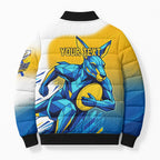 Personalised Australian Oztag Kangaroo Mascot Bomber Puffer Jacket Try Tag Triumph Australia Abstract Geometric