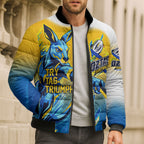 Personalised Australian Oztag Kangaroo Mascot Bomber Puffer Jacket Try Tag Triumph Australia Abstract Geometric