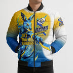 Personalised Australian Oztag Kangaroo Mascot Bomber Puffer Jacket Try Tag Triumph Australia Abstract Geometric