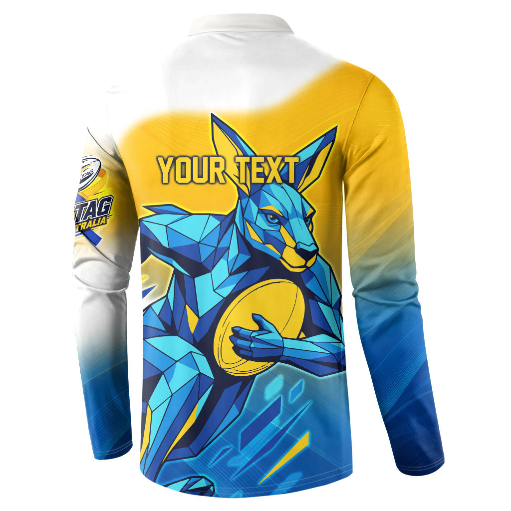Personalised Australian Oztag Kangaroo Mascot Button Sweatshirt Try Tag Triumph Australia Abstract Geometric