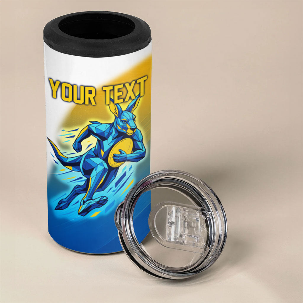Personalised Australian Oztag Kangaroo Mascot 4 in 1 Can Cooler Tumbler Try Tag Triumph Australia Abstract Geometric