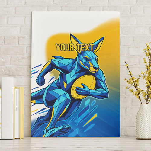 Personalised Australian Oztag Kangaroo Mascot Canvas Wall Art Try Tag Triumph Australia Abstract Geometric