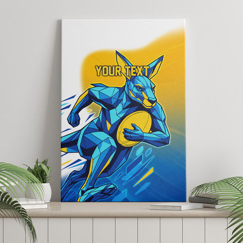 Personalised Australian Oztag Kangaroo Mascot Canvas Wall Art Try Tag Triumph Australia Abstract Geometric
