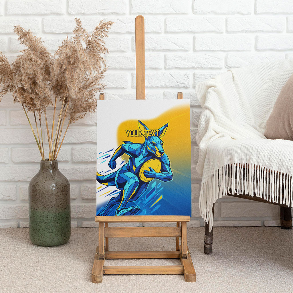 Personalised Australian Oztag Kangaroo Mascot Canvas Wall Art Try Tag Triumph Australia Abstract Geometric