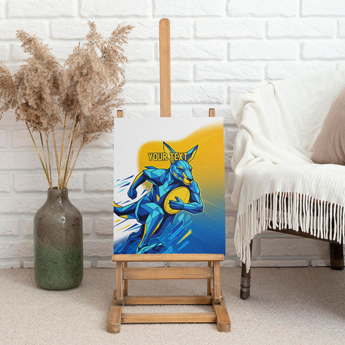Personalised Australian Oztag Kangaroo Mascot Canvas Wall Art Try Tag Triumph Australia Abstract Geometric