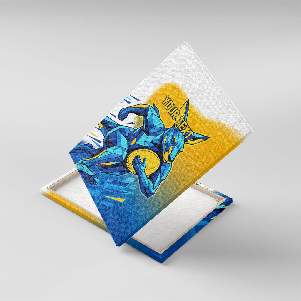 Personalised Australian Oztag Kangaroo Mascot Canvas Wall Art Try Tag Triumph Australia Abstract Geometric