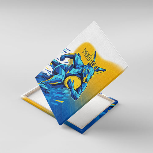 Personalised Australian Oztag Kangaroo Mascot Canvas Wall Art Try Tag Triumph Australia Abstract Geometric