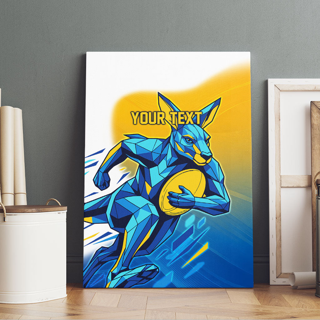 Personalised Australian Oztag Kangaroo Mascot Canvas Wall Art Try Tag Triumph Australia Abstract Geometric