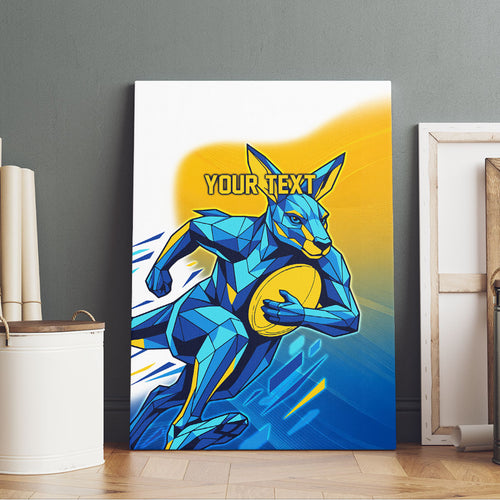 Personalised Australian Oztag Kangaroo Mascot Canvas Wall Art Try Tag Triumph Australia Abstract Geometric