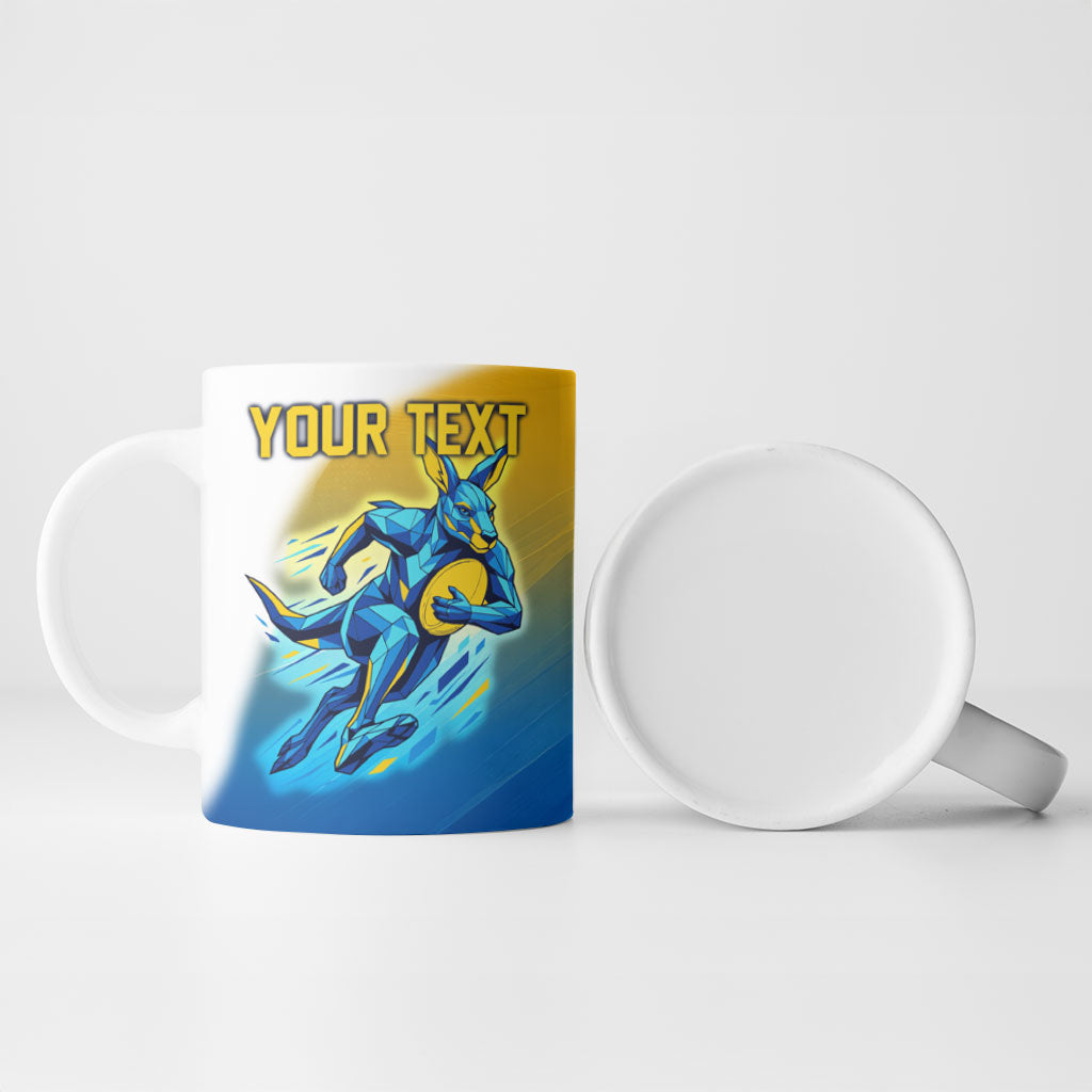 Personalised Australian Oztag Kangaroo Mascot Ceramic Mug Try Tag Triumph Australia Abstract Geometric