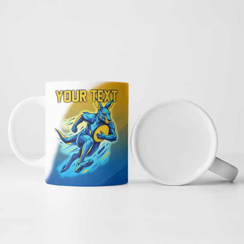 Personalised Australian Oztag Kangaroo Mascot Ceramic Mug Try Tag Triumph Australia Abstract Geometric