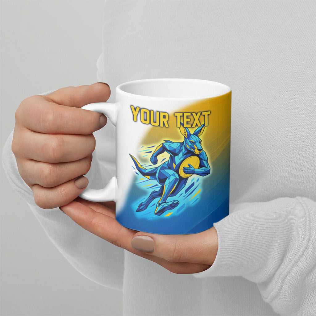 Personalised Australian Oztag Kangaroo Mascot Ceramic Mug Try Tag Triumph Australia Abstract Geometric