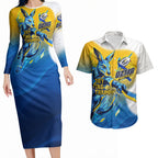 Personalised Australian Oztag Kangaroo Mascot Couples Matching Long Sleeve Bodycon Dress and Hawaiian Shirt Try Tag Triumph Australia Abstract Geometric
