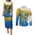 Personalised Australian Oztag Kangaroo Mascot Couples Matching Puletasi and Long Sleeve Button Shirt Try Tag Triumph Australia Abstract Geometric